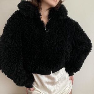 Urban Outfitters Black Shaggy Coat